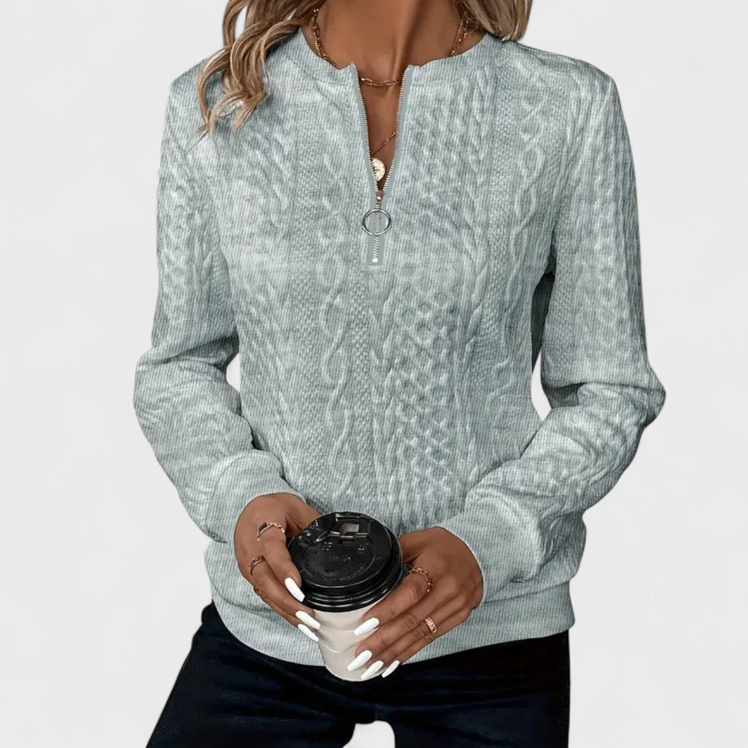 Minda | Zip-Up Cable Knit Sweater