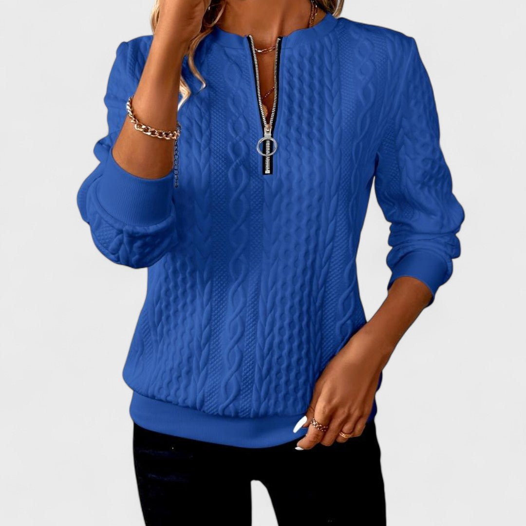 Minda | Zip-Up Cable Knit Sweater