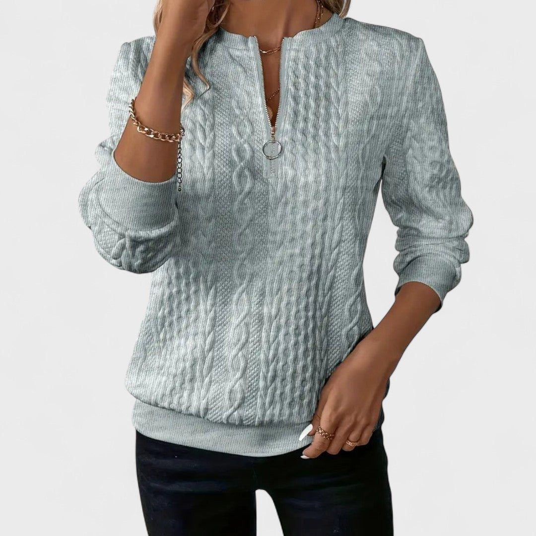 Minda | Zip-Up Cable Knit Sweater