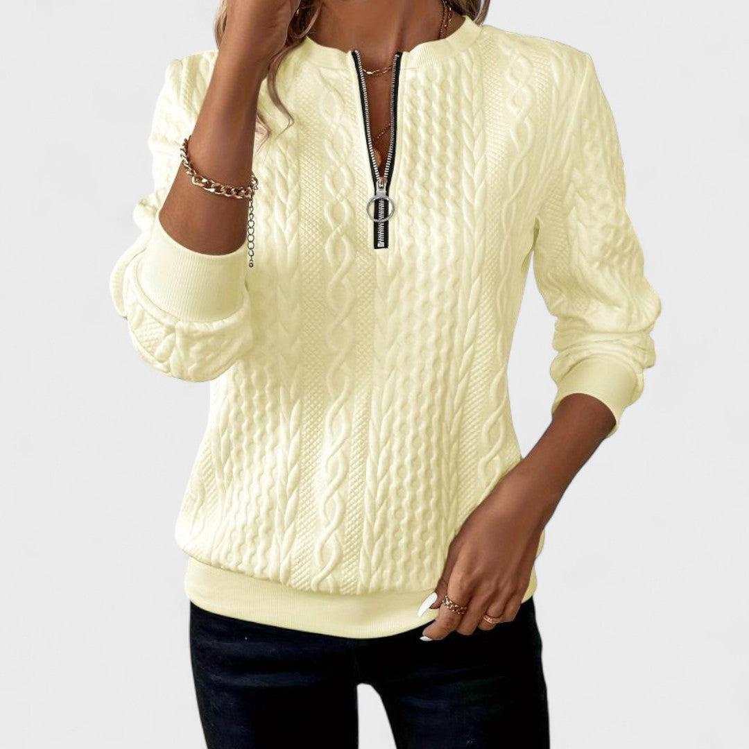 Minda | Zip-Up Cable Knit Sweater