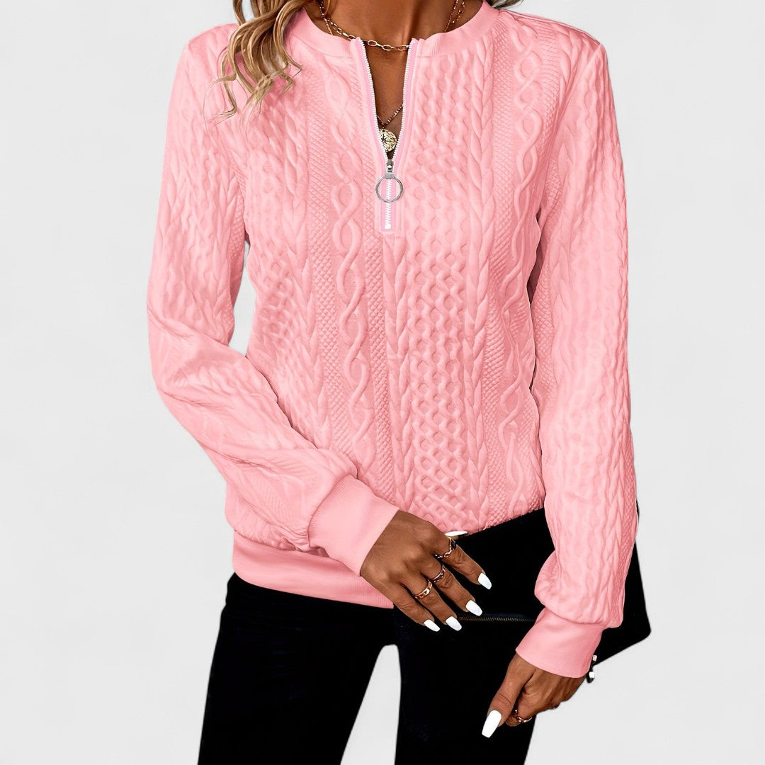 Minda | Zip-Up Cable Knit Sweater